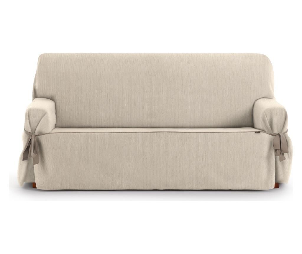 Husa ajustabila pentru canapea cu 3 locuri Chenille Ties Cream 180-230 cm – Eysa, Crem Eysa